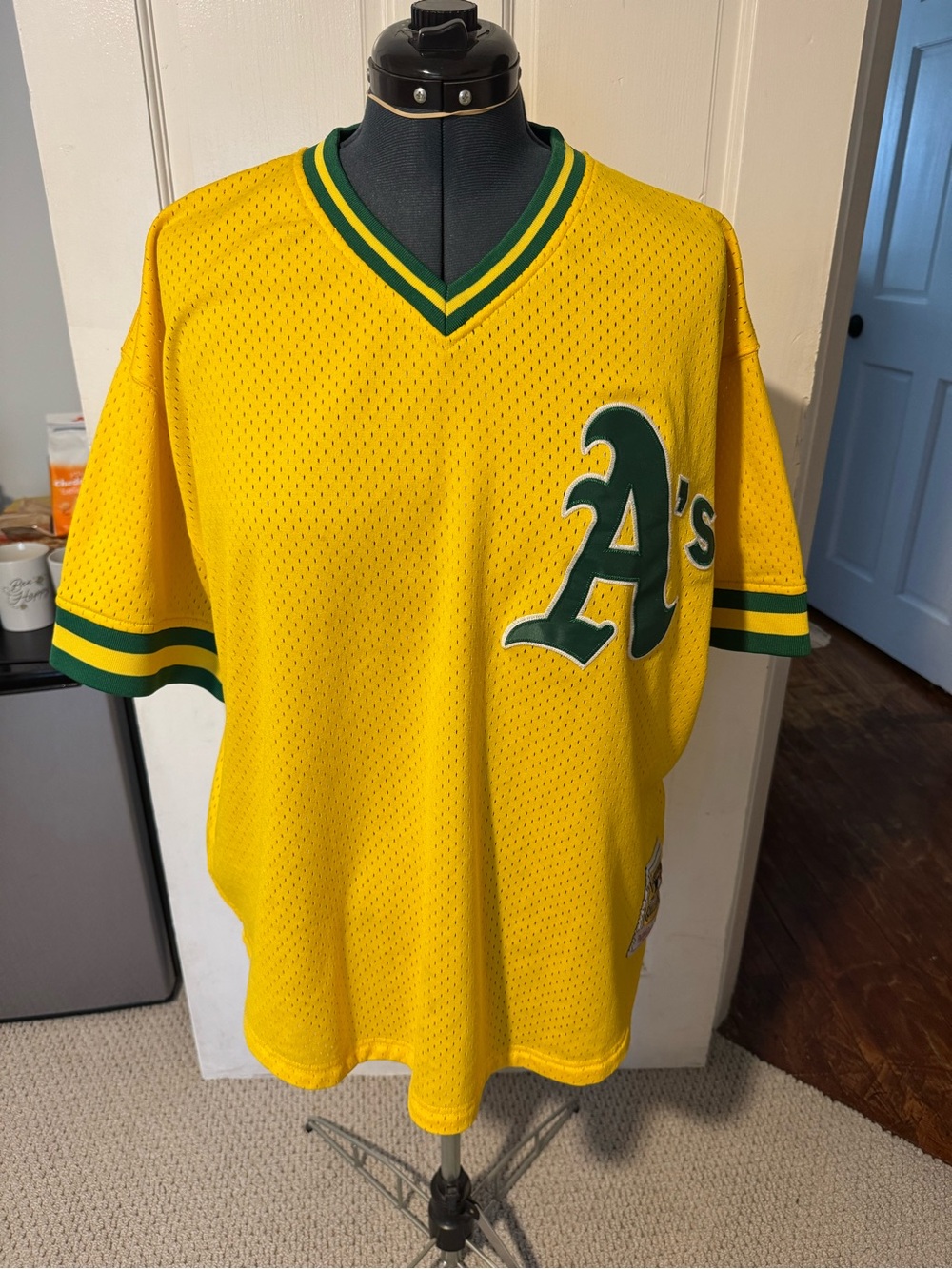Mitchell & Ness Oakland A's Yellow & Green Mesh Jersey